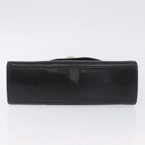 GIVENCHY Hand Bag Leather Black Gold Auth BSZ372