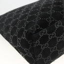 GUCCI GG Canvas Bamboo Shoulder Bag Suede Black Silver 001 3008 Auth BSZ373-15