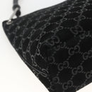 GUCCI GG Canvas Bamboo Shoulder Bag Suede Black Silver 001 3008 Auth BSZ373-17