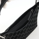 GUCCI GG Canvas Bamboo Shoulder Bag Suede Black Silver 001 3008 Auth BSZ373-6