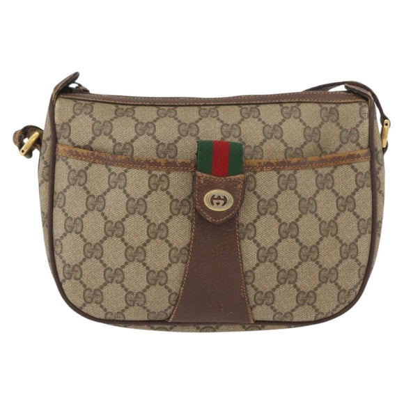 GUCCI GG Supreme Web Sherry Line Bag PVC Beige Gold 89 02 032 Auth BSZ376