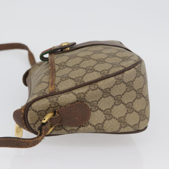 GUCCI GG Supreme Web Sherry Line Bag PVC Beige Gold 89 02 032 Auth BSZ376