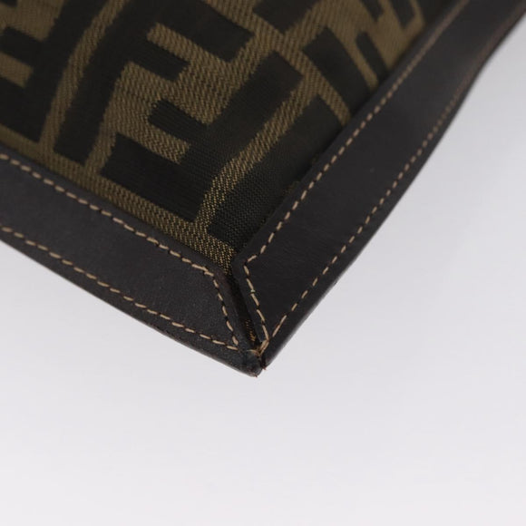 FENDI Zucca Canvas Pouch Brown Black Auth BSZ377