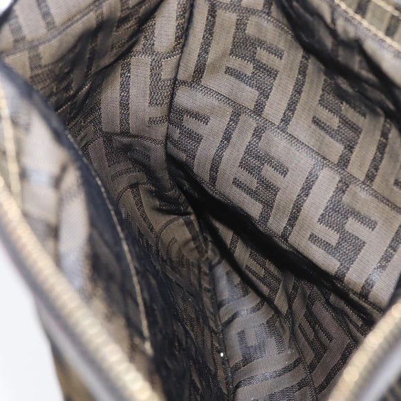 FENDI Zucca Canvas Pouch Brown Black Auth BSZ377