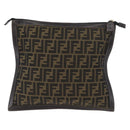 FENDI Zucca Canvas Pouch Brown Black Auth BSZ377-2