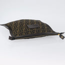FENDI Zucca Canvas Pouch Brown Black Auth BSZ377-5