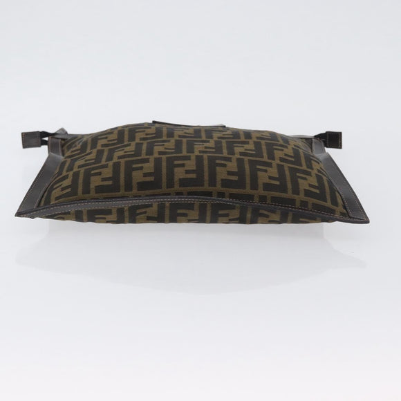 FENDI Zucca Canvas Pouch Brown Black Auth BSZ377
