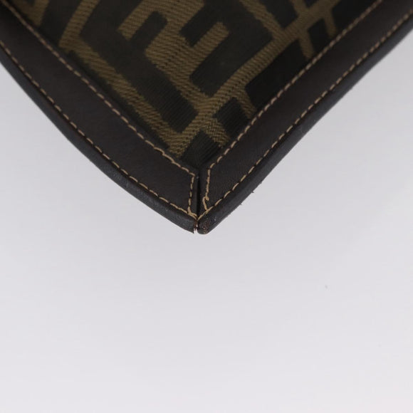 FENDI Zucca Canvas Pouch Brown Black Auth BSZ377