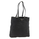 PRADA Tote Bag Nylon Black Silver Auth BSZ380-1