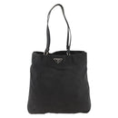 PRADA Tote Bag Nylon Black Silver Auth BSZ380-14