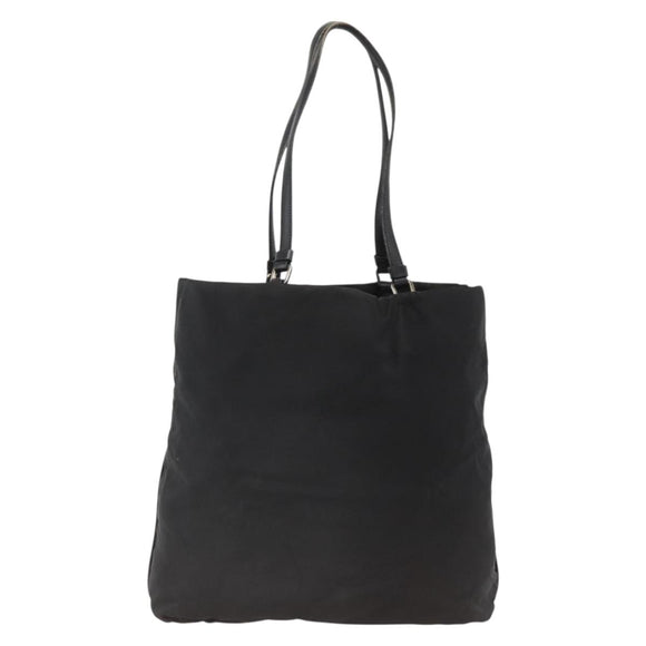 PRADA Tote Bag Nylon Black Silver Auth BSZ380