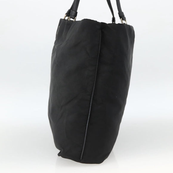 PRADA Tote Bag Nylon Black Silver Auth BSZ380