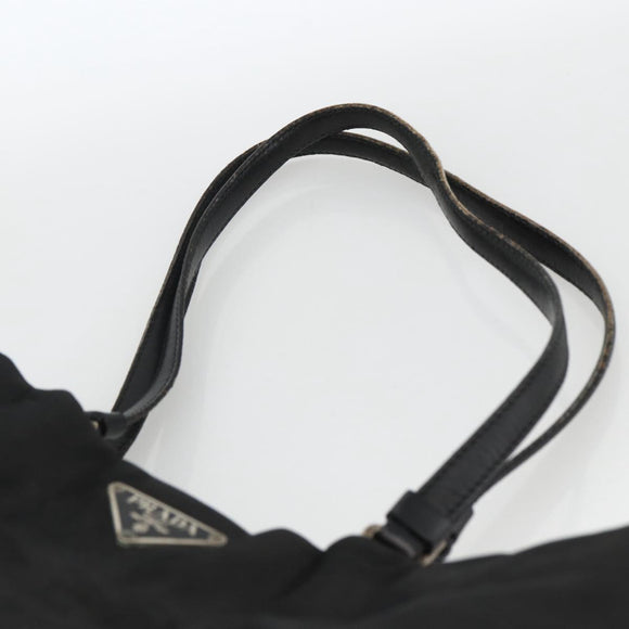 PRADA Tote Bag Nylon Black Silver Auth BSZ380