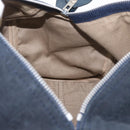 Christian Dior Trotter Canvas Handtas Suède Marine Zilver Auth BSZ381-17