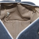 Christian Dior Trotter Canvas Handtas Suède Marine Zilver Auth BSZ381-17