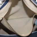 Christian Dior Trotter Canvas Handtas Suède Marine Zilver Auth BSZ381-12