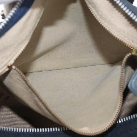 Christian Dior Trotter Canvas Handtas Suède Marine Zilver Auth BSZ381