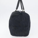 Christian Dior Trotter Canvas Handtas Suède Marine Zilver Auth BSZ381-3