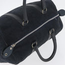 Christian Dior Trotter Canvas Handtas Suède Marine Zilver Auth BSZ381-6