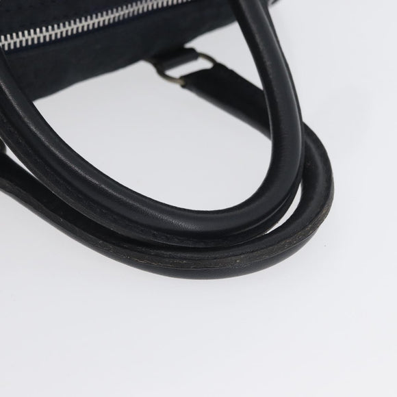 Christian Dior Trotter Canvas Handtas Suède Marine Zilver Auth BSZ381