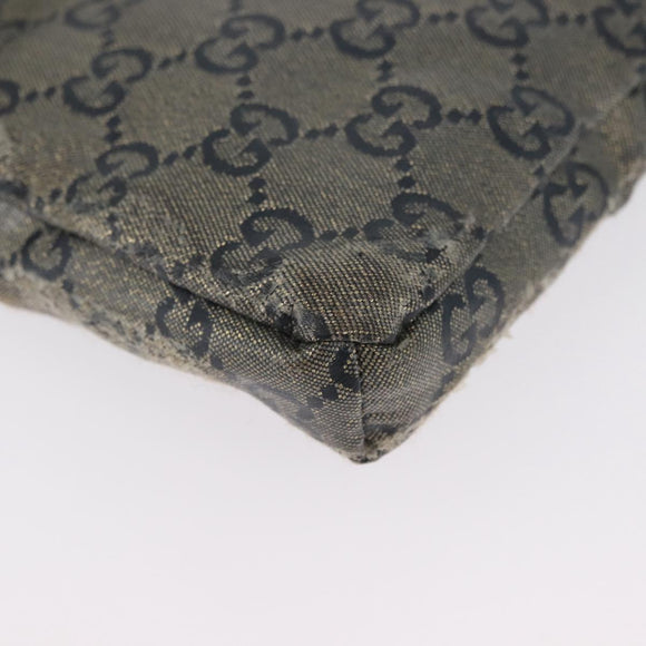 GUCCI GG Crystal Waist bag Coated Canvas Navy Gold 28566 Auth BSZ382