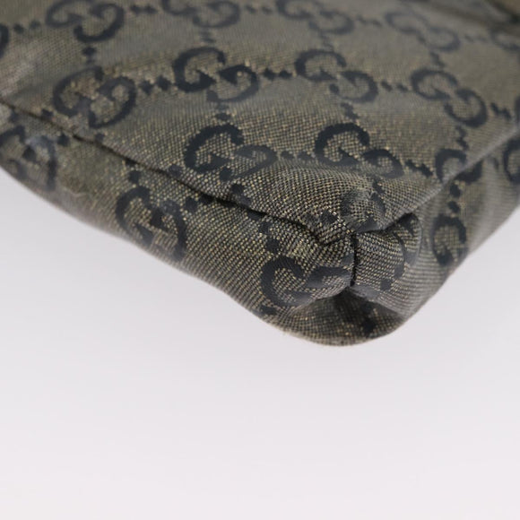 GUCCI GG Crystal Waist bag Coated Canvas Navy Gold 28566 Auth BSZ382