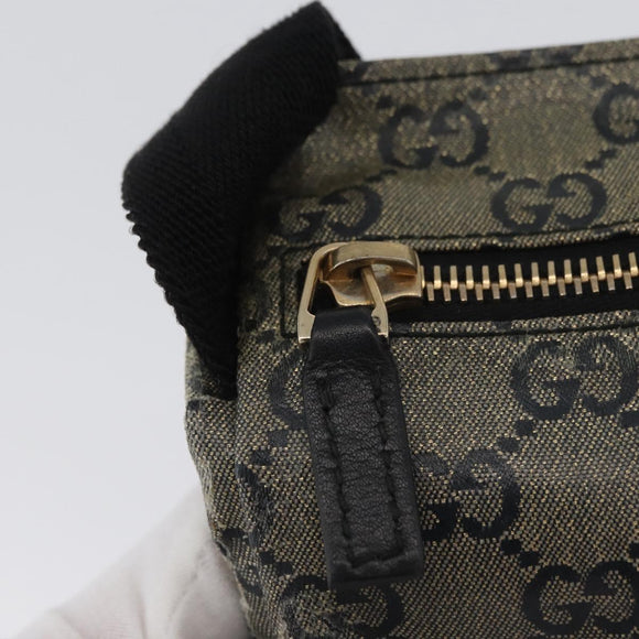 GUCCI GG Crystal Waist bag Coated Canvas Navy Gold 28566 Auth BSZ382
