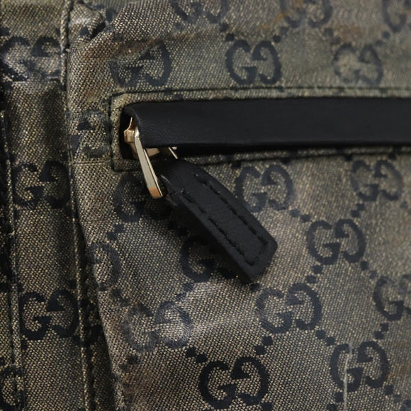 GUCCI GG Crystal Waist bag Coated Canvas Navy Gold 28566 Auth BSZ382