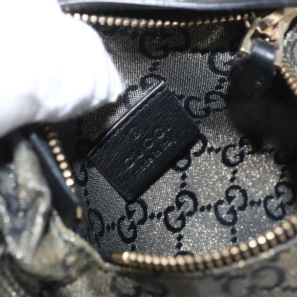 GUCCI GG Crystal Waist bag Coated Canvas Navy Gold 28566 Auth BSZ382