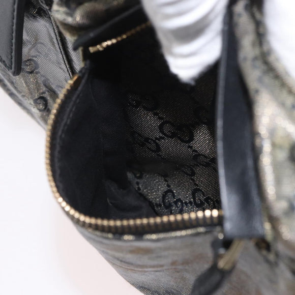 GUCCI GG Crystal Waist bag Coated Canvas Navy Gold 28566 Auth BSZ382