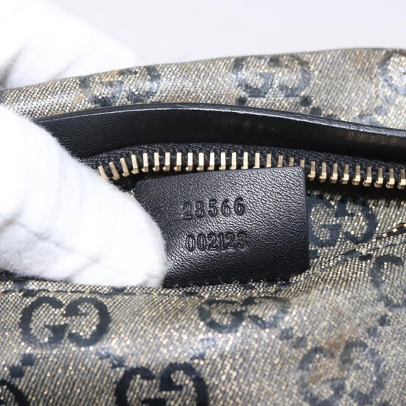 GUCCI GG Crystal Waist bag Coated Canvas Navy Gold 28566 Auth BSZ382