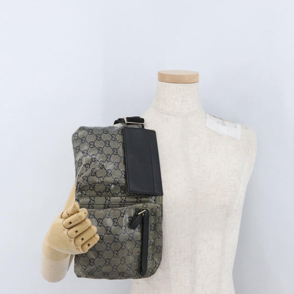 GUCCI GG Crystal Waist bag Coated Canvas Navy Gold 28566 Auth BSZ382