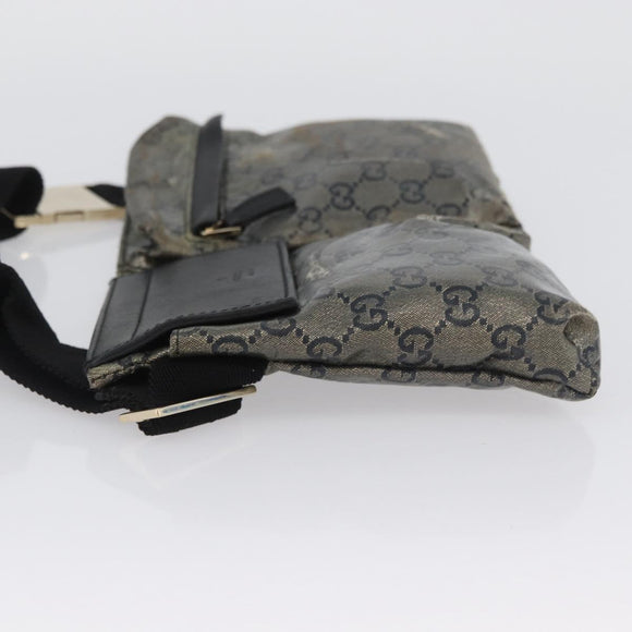GUCCI GG Crystal Waist bag Coated Canvas Navy Gold 28566 Auth BSZ382