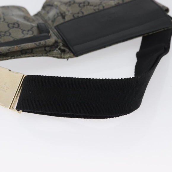 GUCCI GG Crystal Waist bag Coated Canvas Navy Gold 28566 Auth BSZ382