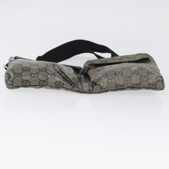 GUCCI GG Crystal Waist bag Coated Canvas Navy Gold 28566 Auth BSZ382