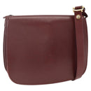 CARTIER Must Line Shoulder Bag Leather Bordeaux Gold Auth BSZ395-1