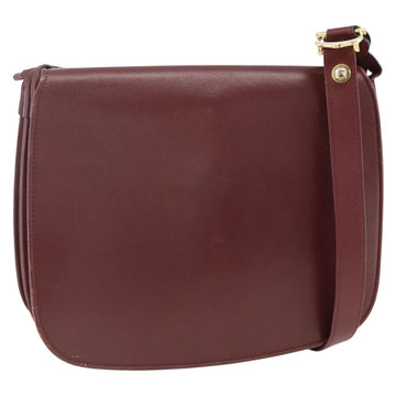 CARTIER Must Line Shoulder Bag Leather Bordeaux Gold Auth BSZ395