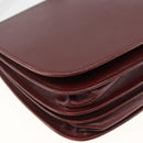 CARTIER Must Line Shoulder Bag Leather Bordeaux Gold Auth BSZ395-11