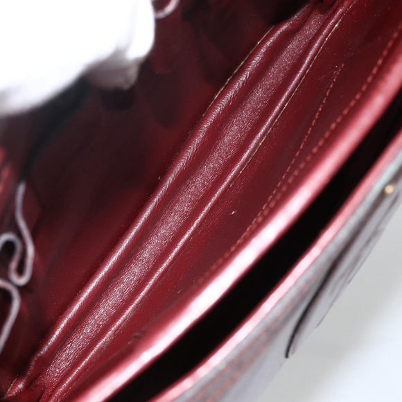 CARTIER Must Line Shoulder Bag Leather Bordeaux Gold Auth BSZ395