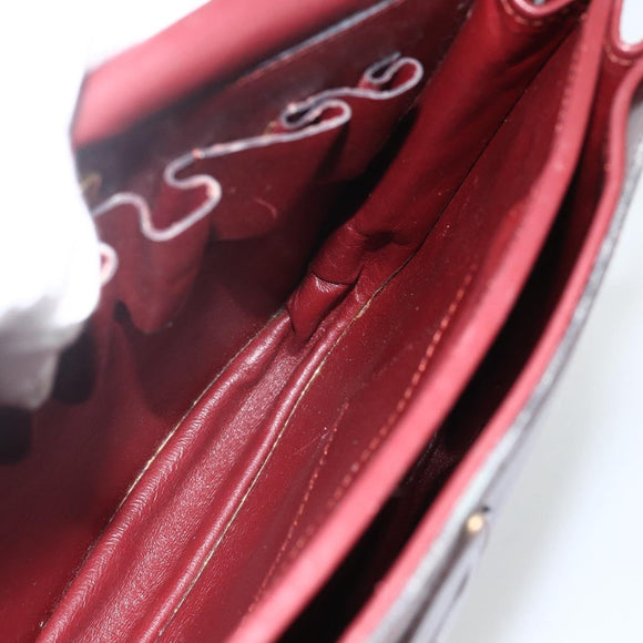 CARTIER Must Line Shoulder Bag Leather Bordeaux Gold Auth BSZ395