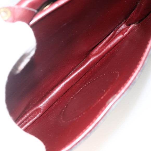 CARTIER Must Line Shoulder Bag Leather Bordeaux Gold Auth BSZ395