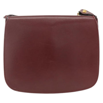 CARTIER Must Line Shoulder Bag Leather Bordeaux Gold Auth BSZ395 - 0