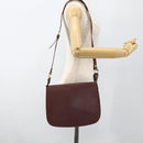 CARTIER Must Line Shoulder Bag Leather Bordeaux Gold Auth BSZ395-20