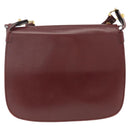 CARTIER Must Line Shoulder Bag Leather Bordeaux Gold Auth BSZ395-3