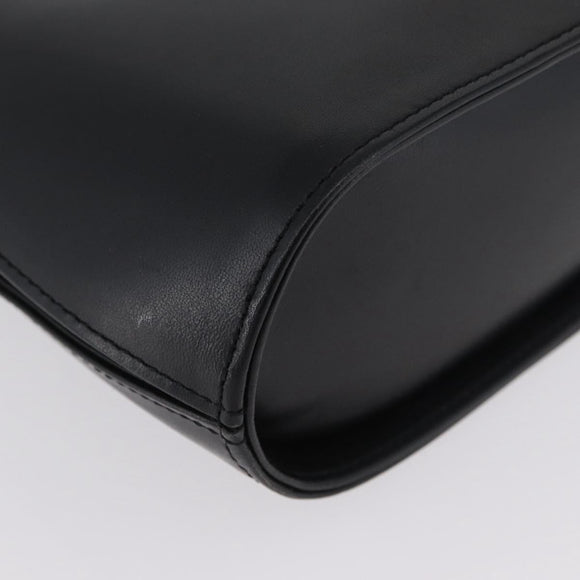 GIVENCHY Hand Bag Leather Black Gold Auth BSZ396