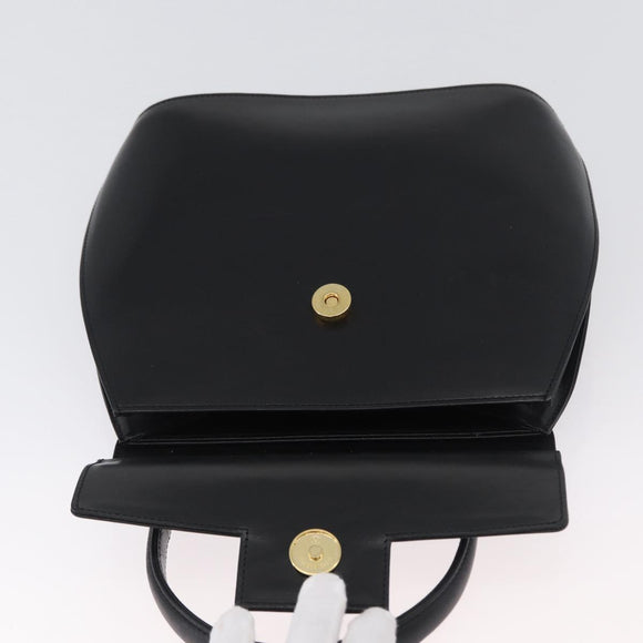 GIVENCHY Hand Bag Leather Black Gold Auth BSZ396