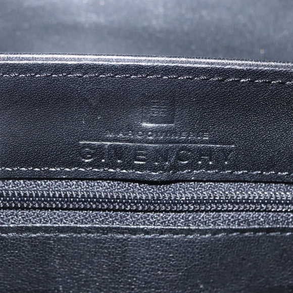 GIVENCHY Hand Bag Leather Black Gold Auth BSZ396