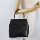 GIVENCHY Hand Bag Leather Black Gold Auth BSZ396-21