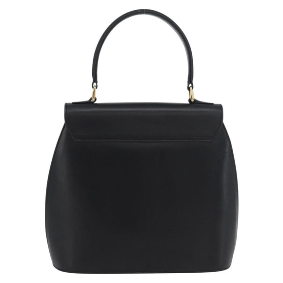 GIVENCHY Hand Bag Leather Black Gold Auth BSZ396