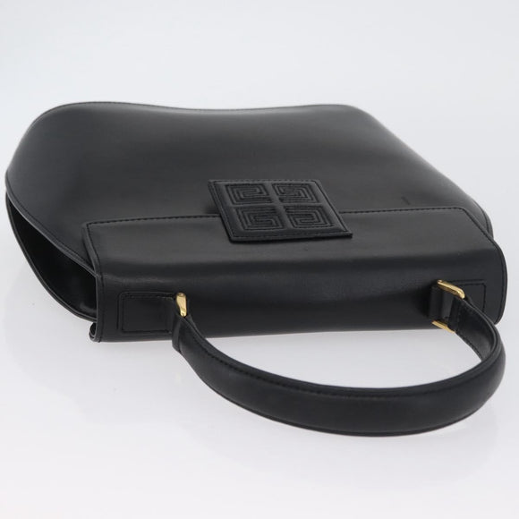 GIVENCHY Hand Bag Leather Black Gold Auth BSZ396